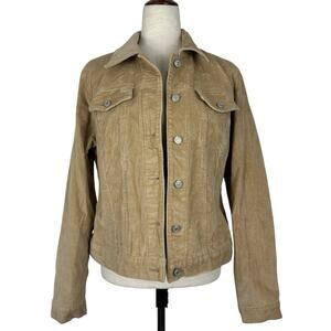 Vintage Gap Corduroy Jacket Women Large Tan Trucker Western Y2K Grunge